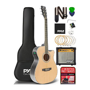 Pyle Cutaway Acoustic Electric Guitar and Amp Kit